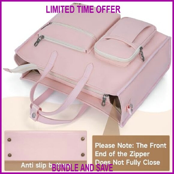 Padded Laptop Tote Bag for Work Travel 15.6 Inch Shoulder Bag - Picture 7 of 8